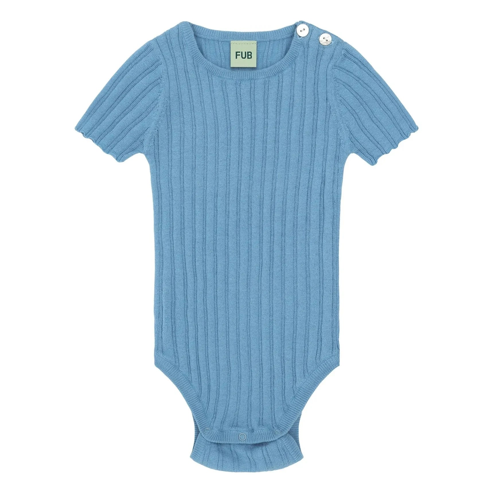 FUB - Body aus Bio-Baumwolle, Feinstrick, Rippenmuster | Azurblau