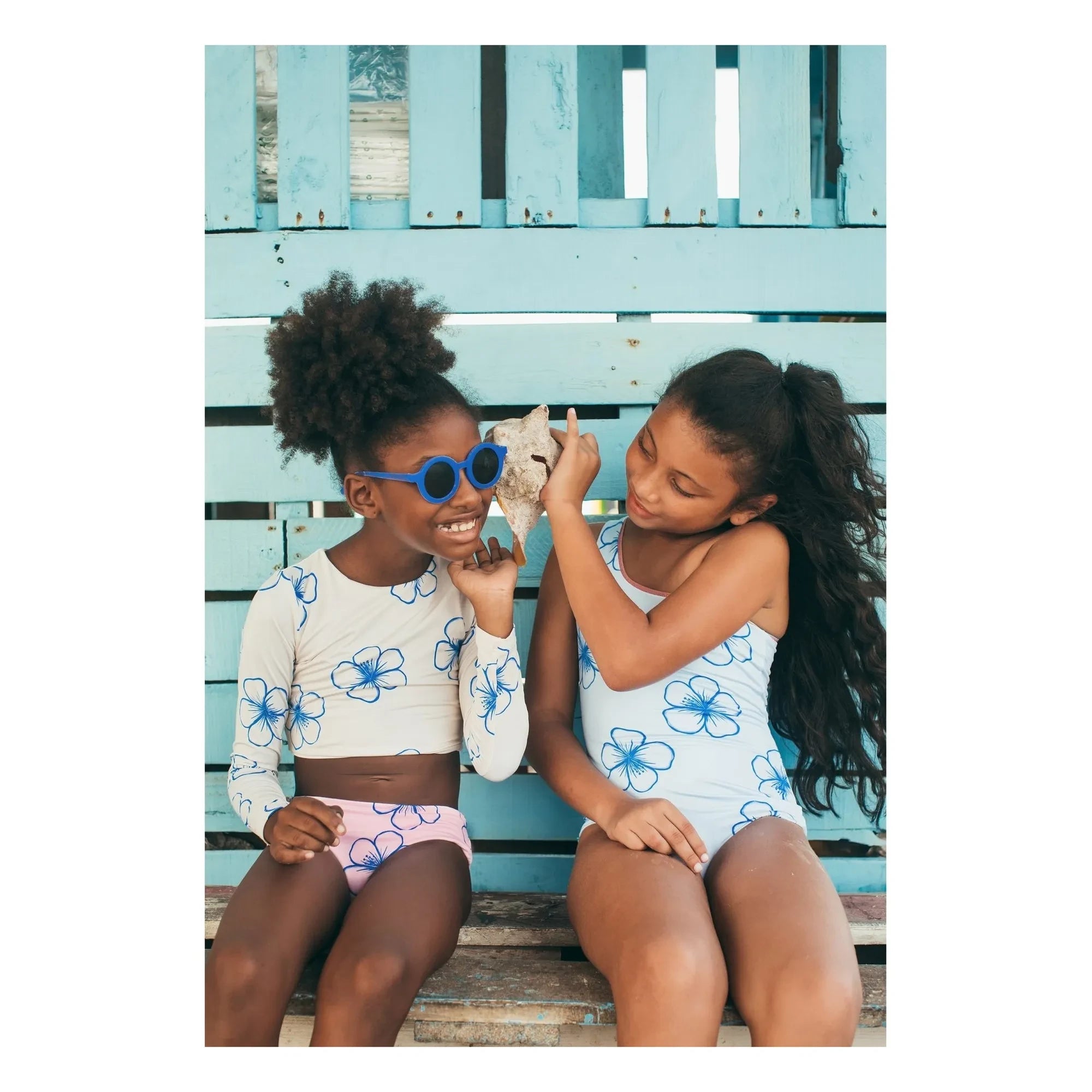 Pepita & Me - Marea Fleurs Asymmetric Swimsuit | Light Blue