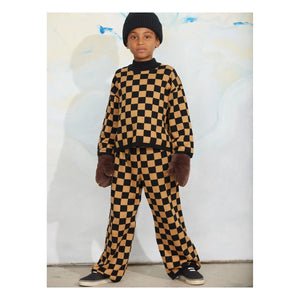 Mini Rodini - Damier-Hose aus Bio-Baumwoll-Mesh | Braun