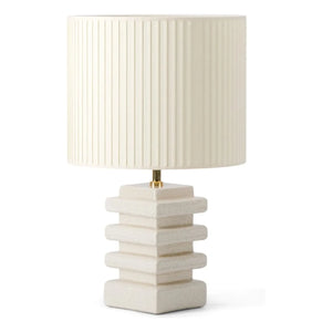 The Socialite Family - Marta Table Lamp with Cracked Ceramic and Pleated Cotton | Cream
