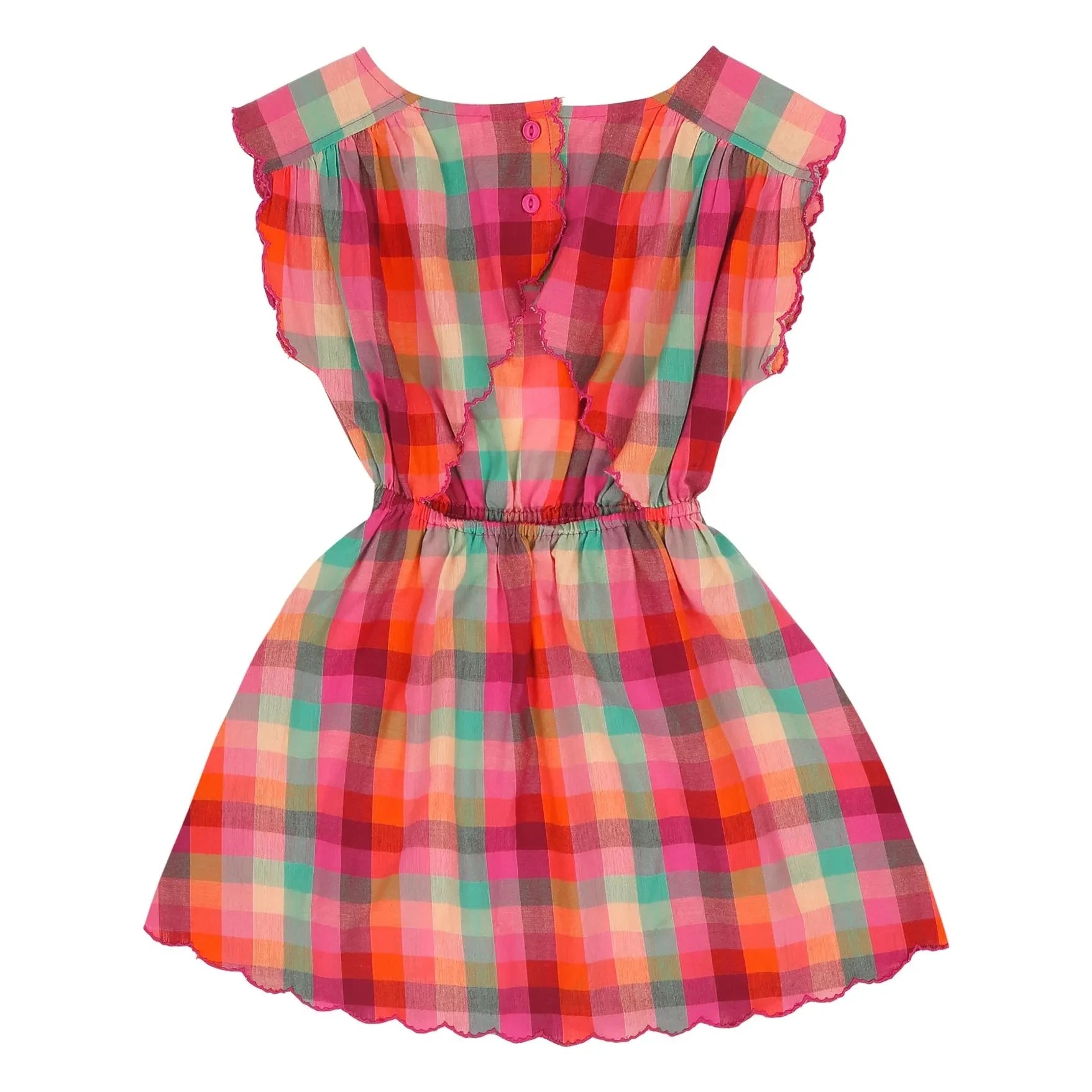 Jenest - Kiki Dress, Organic Cotton Checkered | Fuchsia