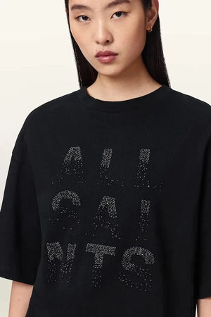 AllSaints kadın pamuklu bol kesim STACKS tişört