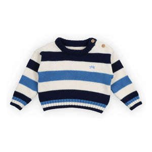 the new society - Celosia Gestreifter Baby-Pullover | Blau