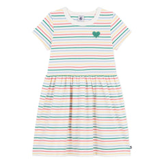 Petit Bateau – Gestreiftes Kleid | Weiß