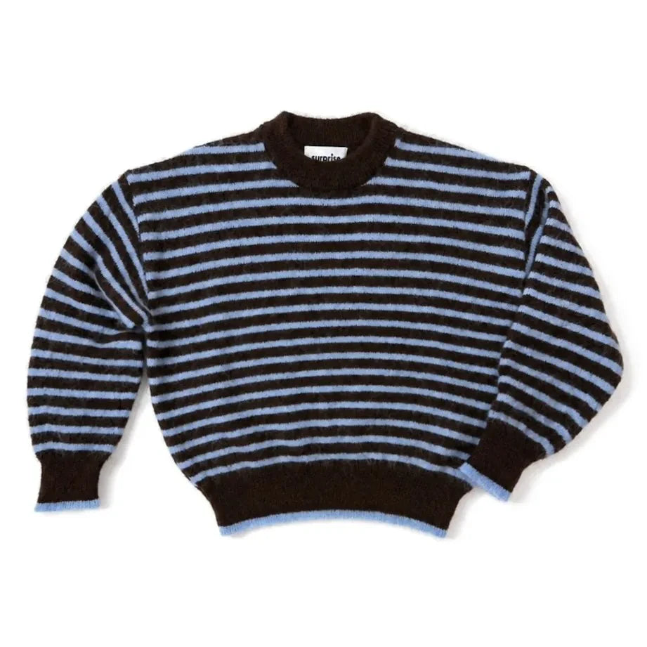 Surprise Paris - Lala Flauschiger Gestreifter Pullover | Schokolade