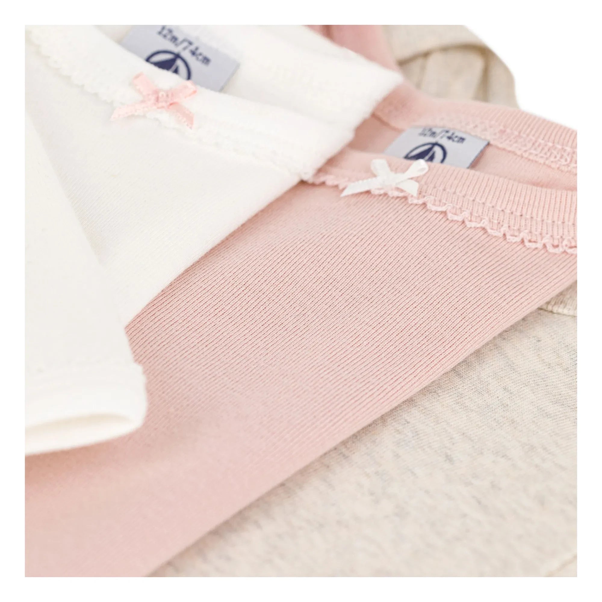 Petit Bateau - 3-Pack Bodysuits with Buttons | Pink