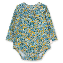 Tinycottons - Organik Pamuklu Fitilli Çiçek Desenli Body | Mavi