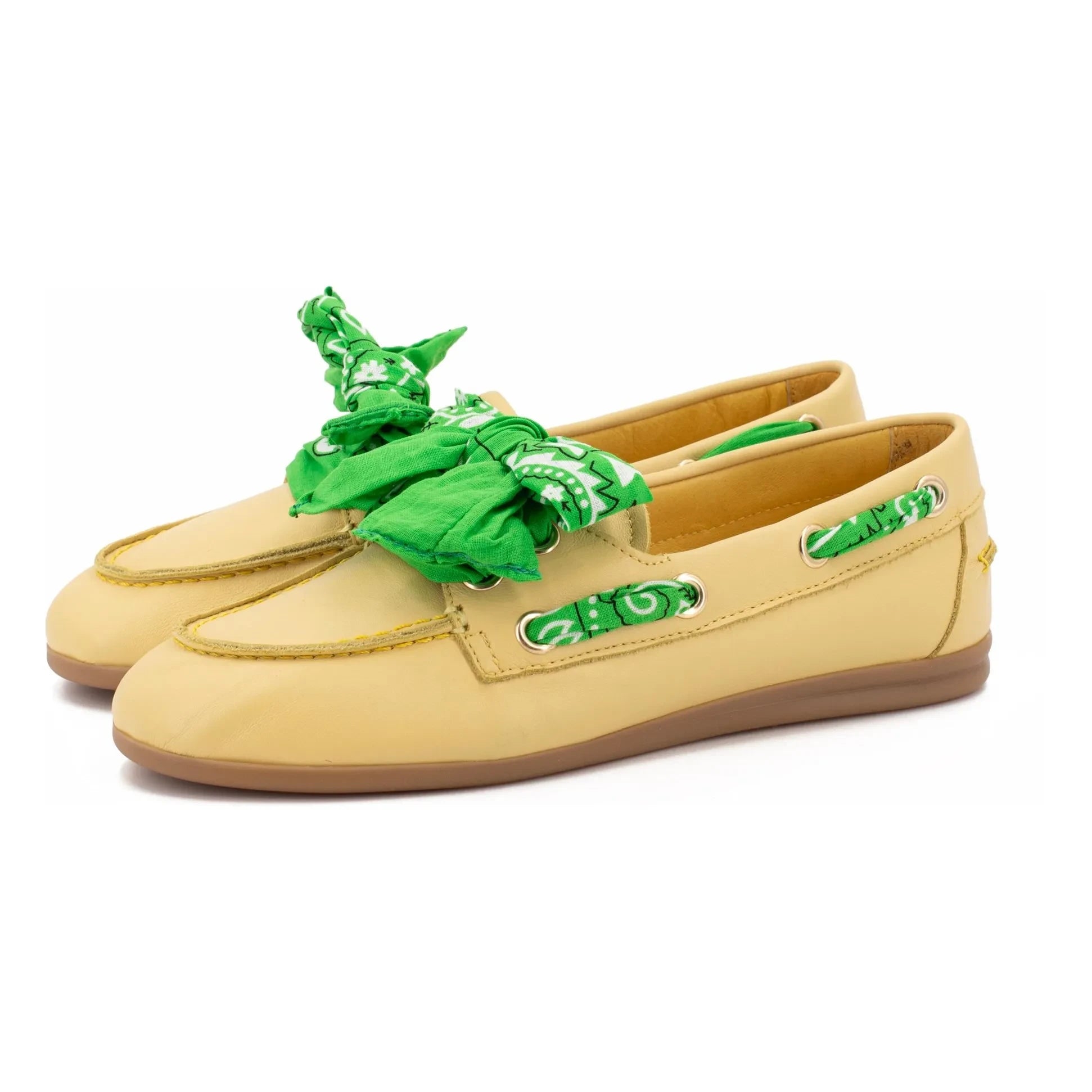 Toral - Nahua Bandana Leather Boat Shoes | Yellow