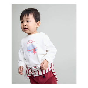 Búho - Kiraz kırmızısı | Çizgili organik pamuklu sweatshirt