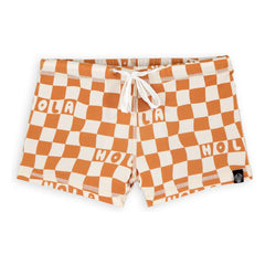 Beach & Bandits - Karierter Hola Badeshorts aus recycelten Fasern mit UV-Schutz | Elfenbein