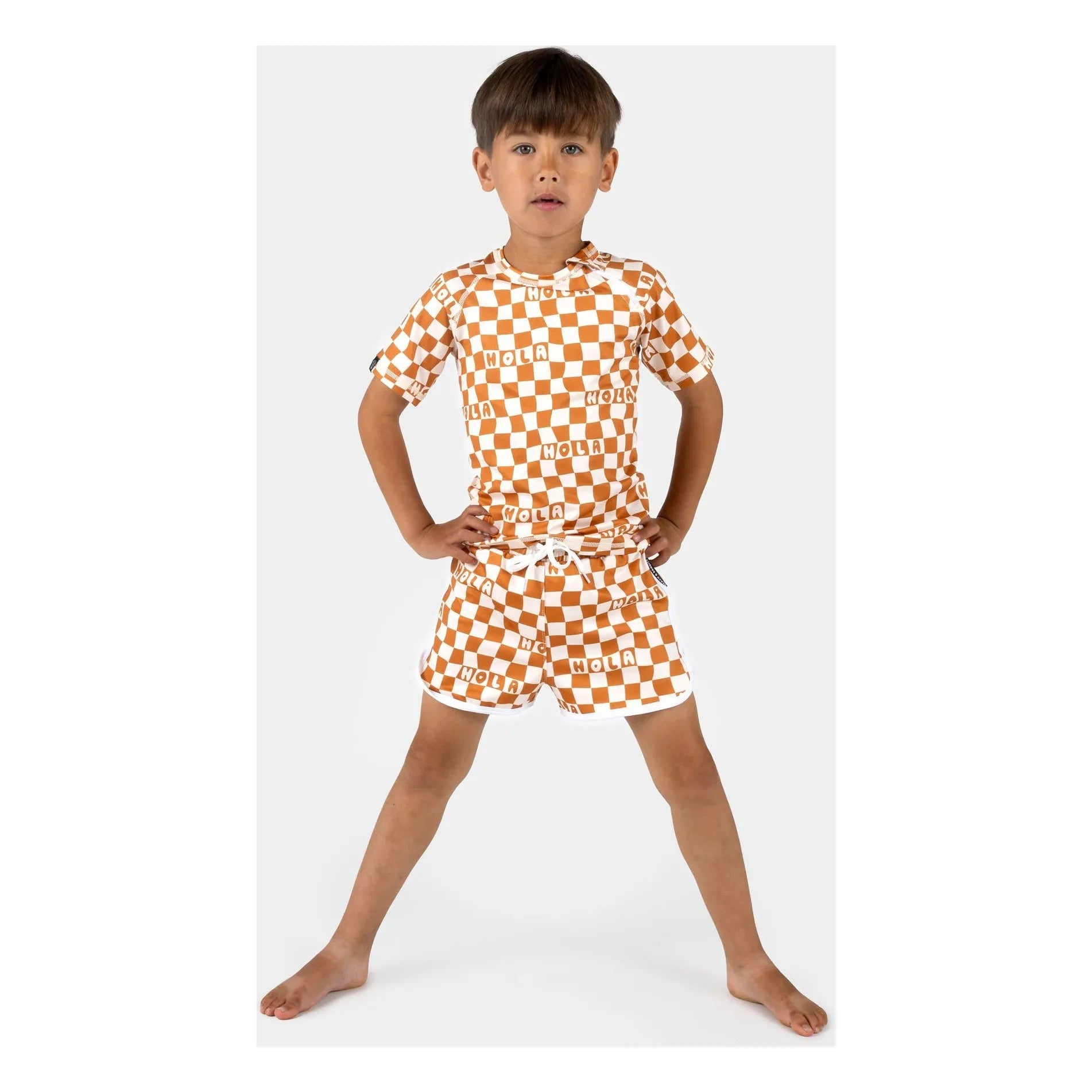 Beach & Bandits - Kariertes Hola UV-Schutz-T-Shirt Recycelte Fasern | Elfenbein