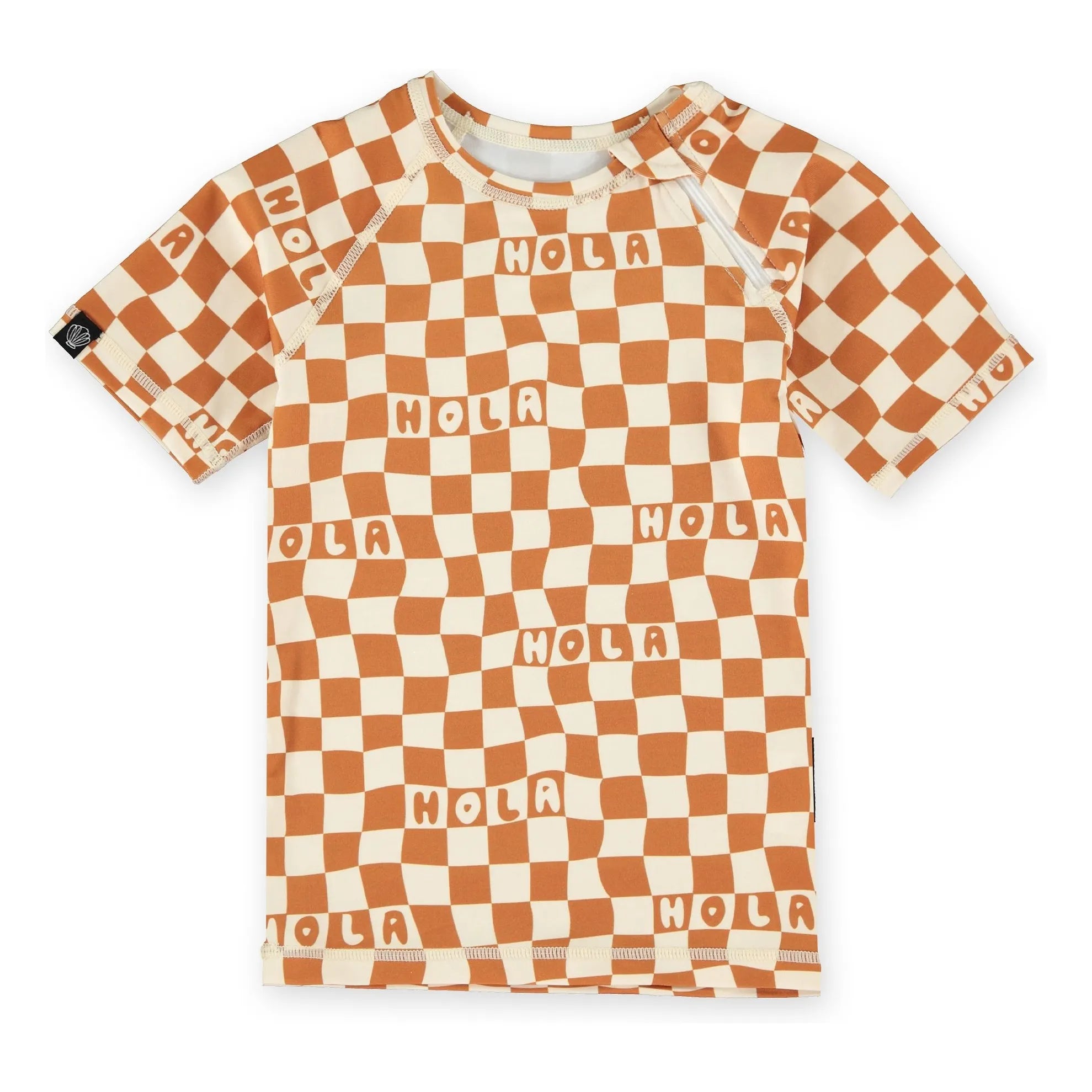 Beach & Bandits - Kariertes Hola UV-Schutz-T-Shirt Recycelte Fasern | Elfenbein