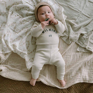 Claude & Co Ribbed Leggings - Oat-Leggings-Oat-0-3m | Natural Baby Shower