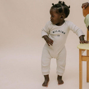 Claude & Co "Milking It" Onesie - Oat-Rompers-Oat-Newborn | Natural Baby Shower
