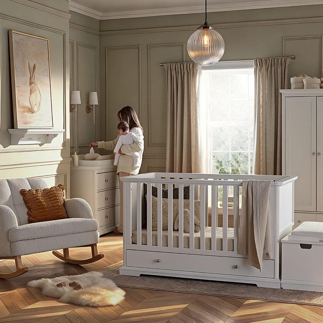 CuddleCo Beaumont 3pc Set - Low Cot Bed - White-Nursery Sets-White- | Natural Baby Shower