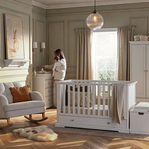 CuddleCo Beaumont 3pc Set - Low Cot Bed - White-Nursery Sets-White- | Natural Baby Shower