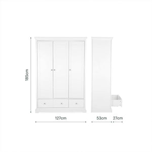 CuddleCo Beaumont Triple Wardrobe - White-Wardrobes-White- | Natural Baby Shower