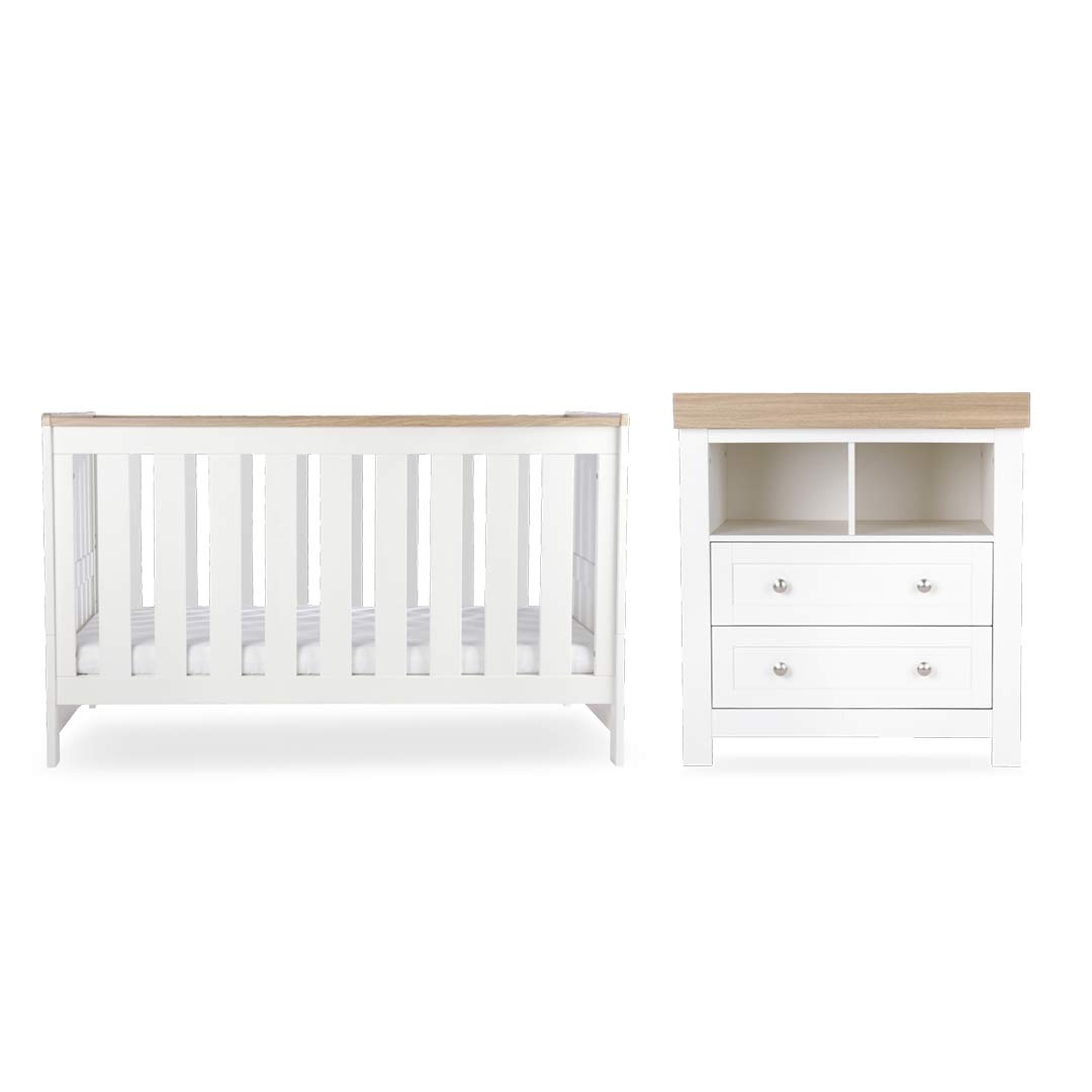 CuddleCo Burford 2pc Set - White/Oak-Nursery Sets-White/Oak- | Natural Baby Shower