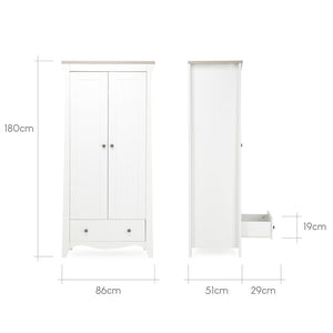 CuddleCo Clara 3 Piece Set 3-Drawer Dresser Cot Bed + Wardrobe - White/Ash-Nursery Sets- | Natural Baby Shower