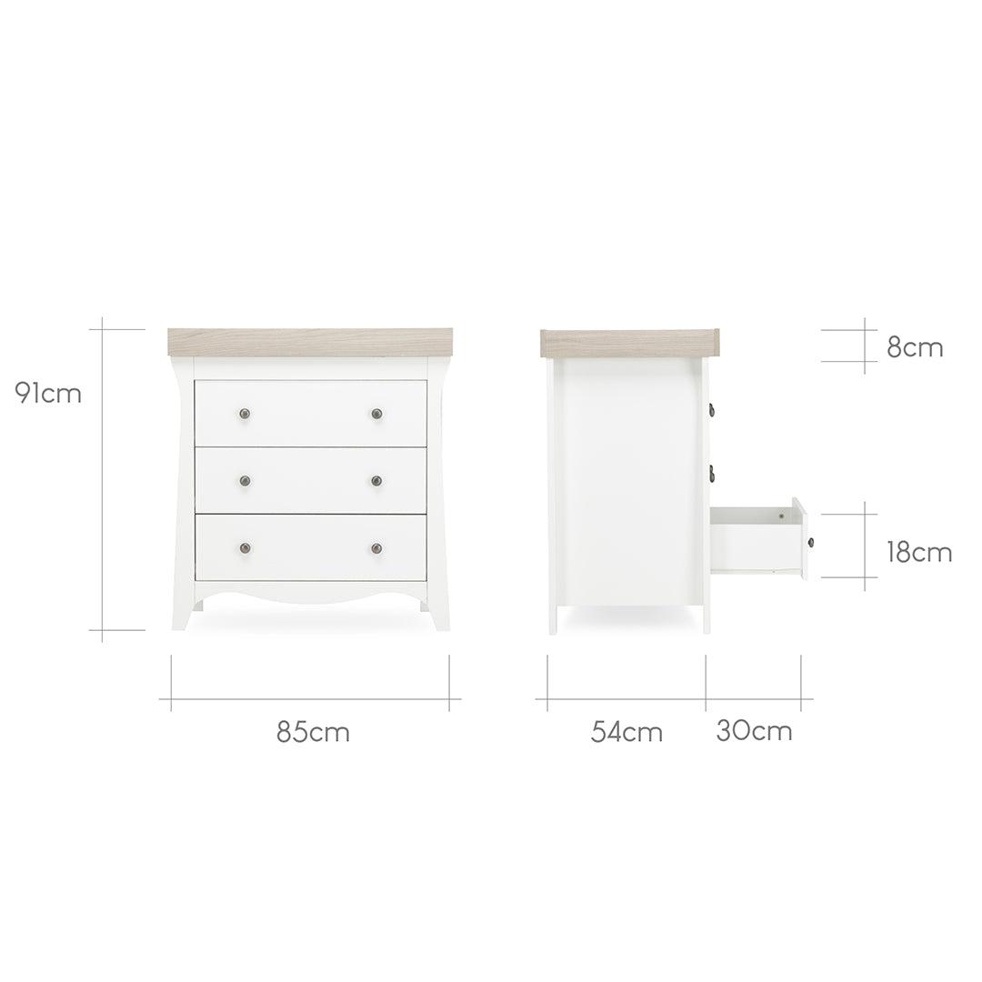 CuddleCo Clara 3-Drawer Dresser + Changer - White/Ash-Nursery Sets-White/Ash- | Natural Baby Shower