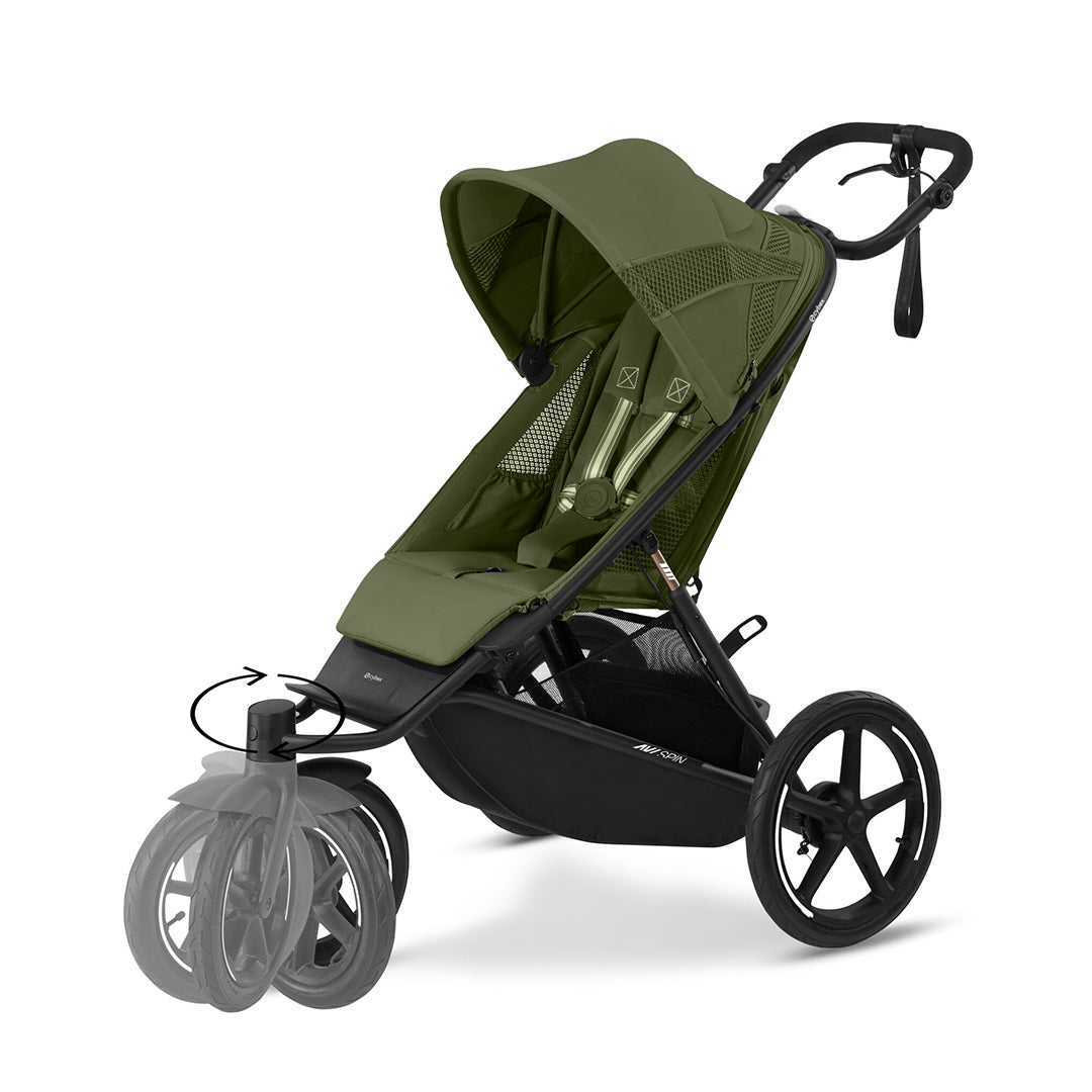 CYBEX Avi Spin Stroller - Moss Green-Strollers-Moon Black- | Natural Baby Shower