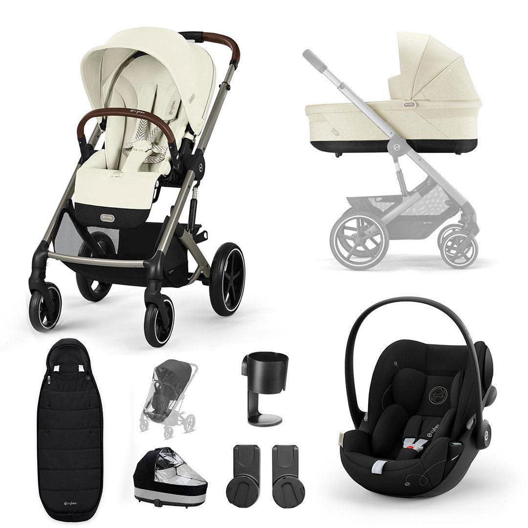 CYBEX Balios S Lux + Cloud G Travel System-Travel Systems-Seashell Beige-Gold Footmuff | Natural Baby Shower