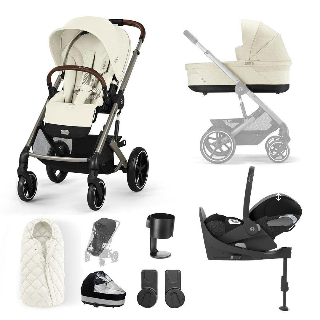 CYBEX Balios S Lux + Cloud T Travel System-Travel Systems-Seashell Beige-With Base | Natural Baby Shower