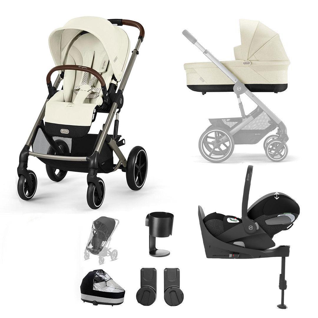 CYBEX Balios S Lux + Cloud T Travel System-Travel Systems-Seashell Beige-With Base | Natural Baby Shower