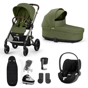 CYBEX Balios S Lux + Cloud T Travel System-Travel Systems-Moss Green-No Base | Natural Baby Shower