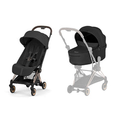 CYBEX Coya Comfort Compact Stroller & Carrycot - Sepia Black/Rose Gold-Strollers-Sepia Black/Rose Gold- | Natural Baby Shower