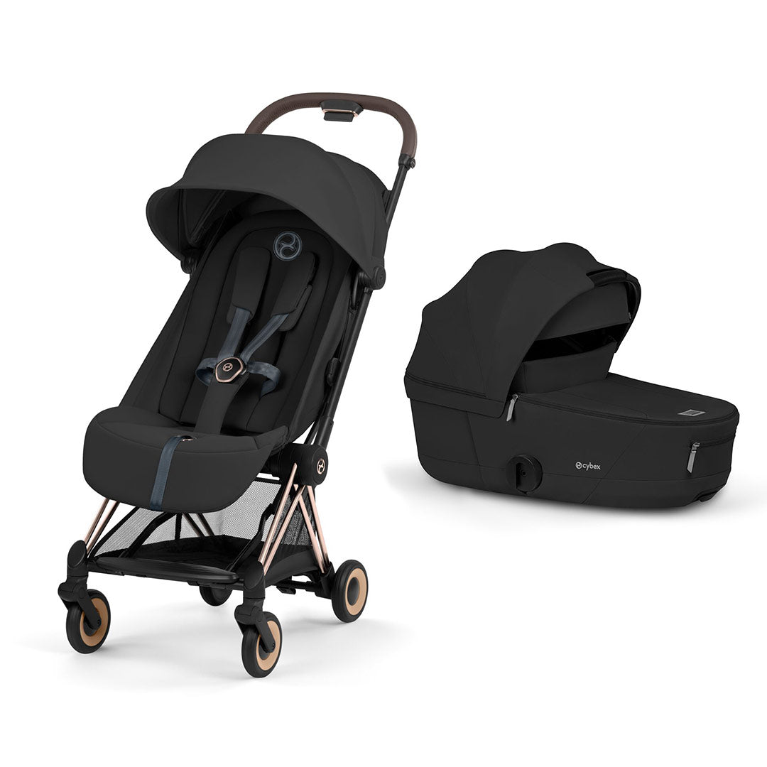 CYBEX Coya Comfort Compact Stroller - Sepia Black/Rose Gold-Strollers-Sepia Black/Rose Gold-With Carrycot | Natural Baby Shower