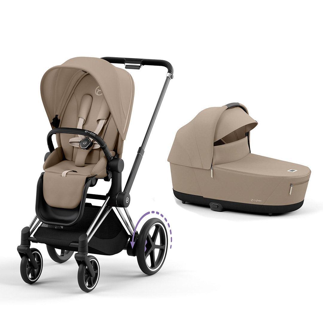 CYBEX e-Priam Pushchair - Cozy Beige-Strollers-Chrome Black-Lux Carrycot | Natural Baby Shower
