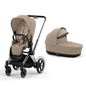 CYBEX e-Priam Pushchair - Cozy Beige-Strollers-Chrome Black-Lux Carrycot | Natural Baby Shower