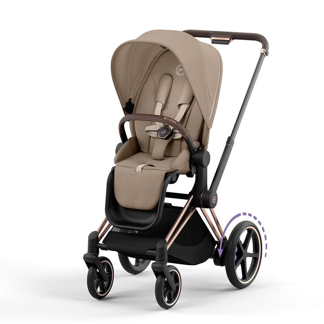 CYBEX e-Priam Pushchair - Cozy Beige-Strollers-Rose Gold-No Carrycot | Natural Baby Shower