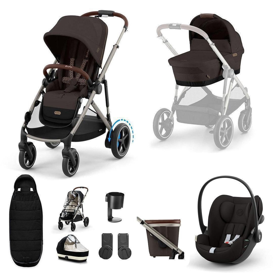 CYBEX e-Gazelle S + Cloud G Travel System-Travel Systems-Almond Beige-No Base | Natural Baby Shower