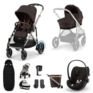 CYBEX e-Gazelle S + Cloud G Travel System-Travel Systems-Almond Beige-No Base | Natural Baby Shower