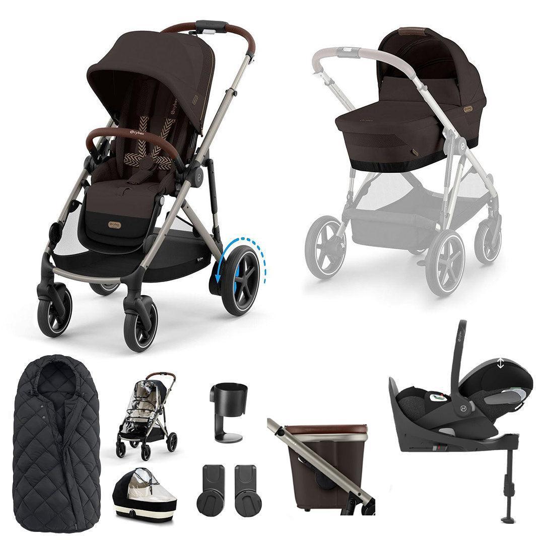 CYBEX e-Gazelle S + Cloud T Travel System-Travel Systems-Almond Beige-No Base | Natural Baby Shower