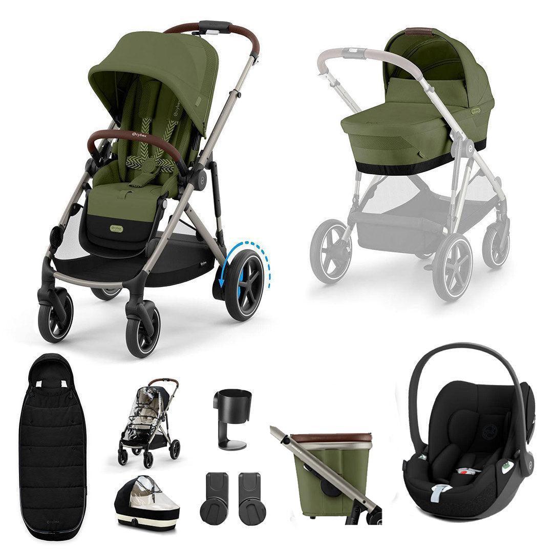 CYBEX e-Gazelle S + Cloud T Travel System-Travel Systems-Almond Beige-No Base | Natural Baby Shower