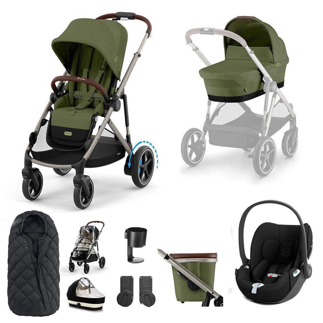 CYBEX e-Gazelle S + Cloud T Travel System-Travel Systems-Almond Beige-No Base | Natural Baby Shower