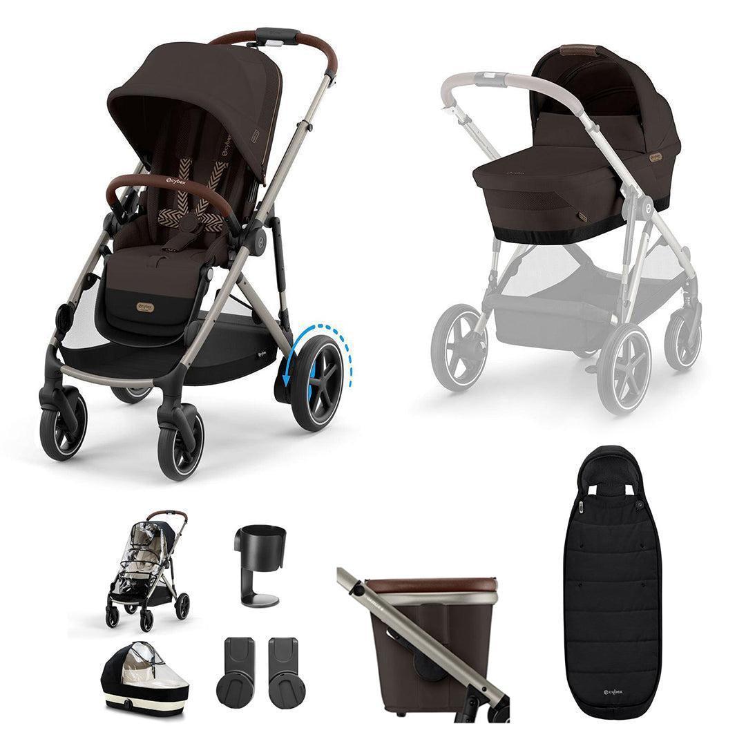 CYBEX e-Gazelle S Essential Pushchair Bundle-Stroller Bundles-Moon Black-No Footmuff | Natural Baby Shower