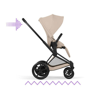 CYBEX e-Priam Comfort Pushchair & Foldable Carrycot - Cozy Beige/Black-Strollers-Cozy Beige/Black- | Natural Baby Shower