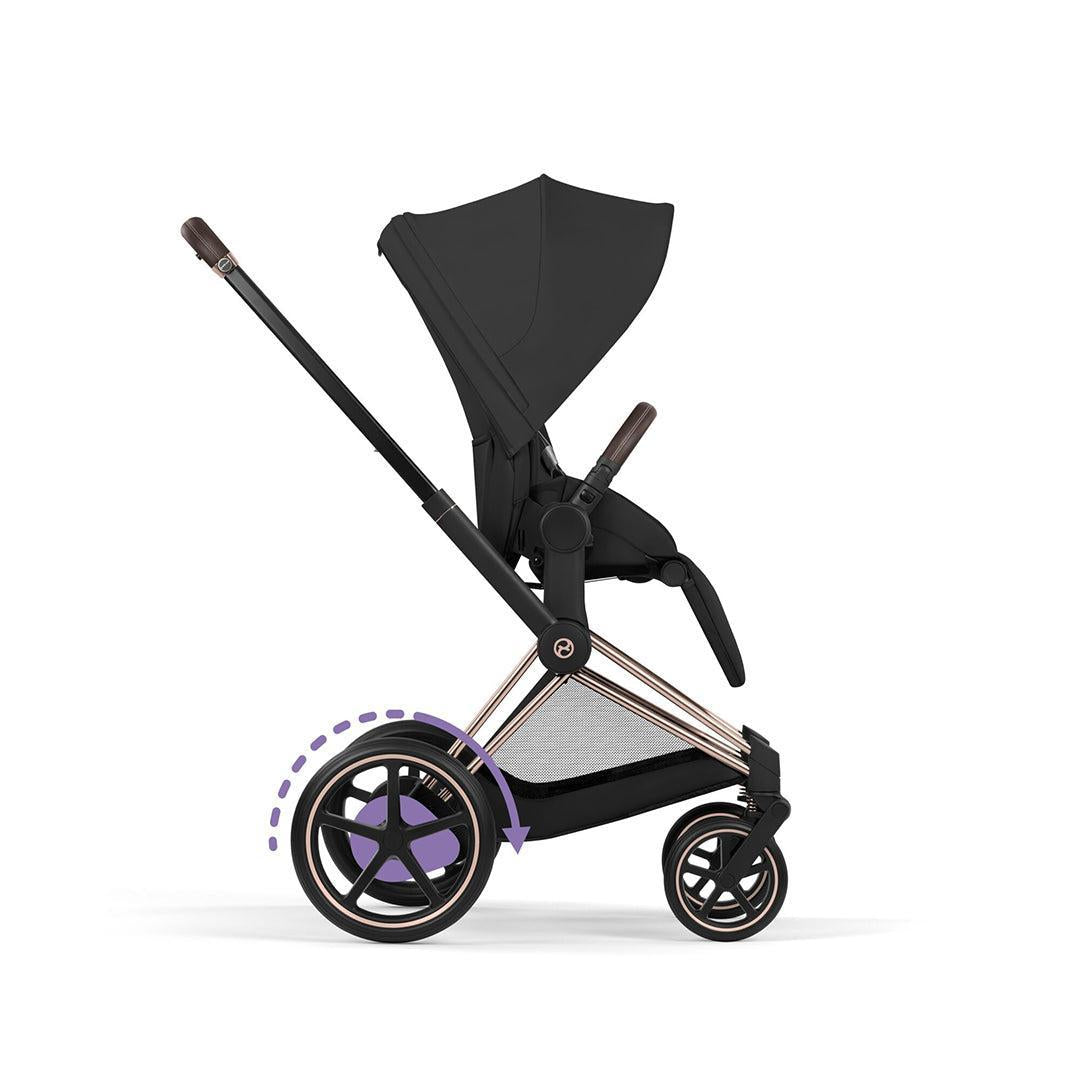 CYBEX e-Priam Comfort Pushchair & Foldable Carrycot - Sepia Black/Rose Gold-Strollers-Sepia Black/Rose Gold- | Natural Baby Shower