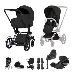 Cybex e-Priam Ultimate Bundle - Style Collection-Travel Systems-Sepia Black-Matt Black | Natural Baby Shower