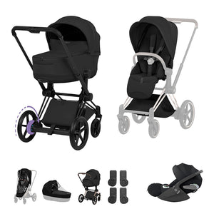 Cybex e-Priam Ultimate Bundle - Style Collection-Travel Systems-Sepia Black-Matt Black | Natural Baby Shower
