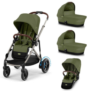 CYBEX e-Gazelle Twin Pushchair-Strollers-Moss Green-2x Carrycot + Seat Unit | Natural Baby Shower