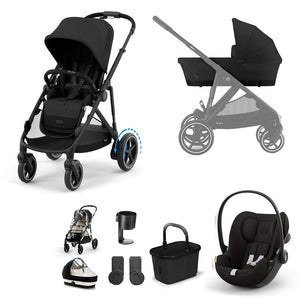 CYBEX e-Gazelle S + Cloud G Travel System-Travel Systems-Moon Black-No Base | Natural Baby Shower