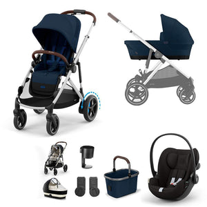 CYBEX e-Gazelle S + Cloud G Travel System-Travel Systems-Ocean Blue-No Base | Natural Baby Shower