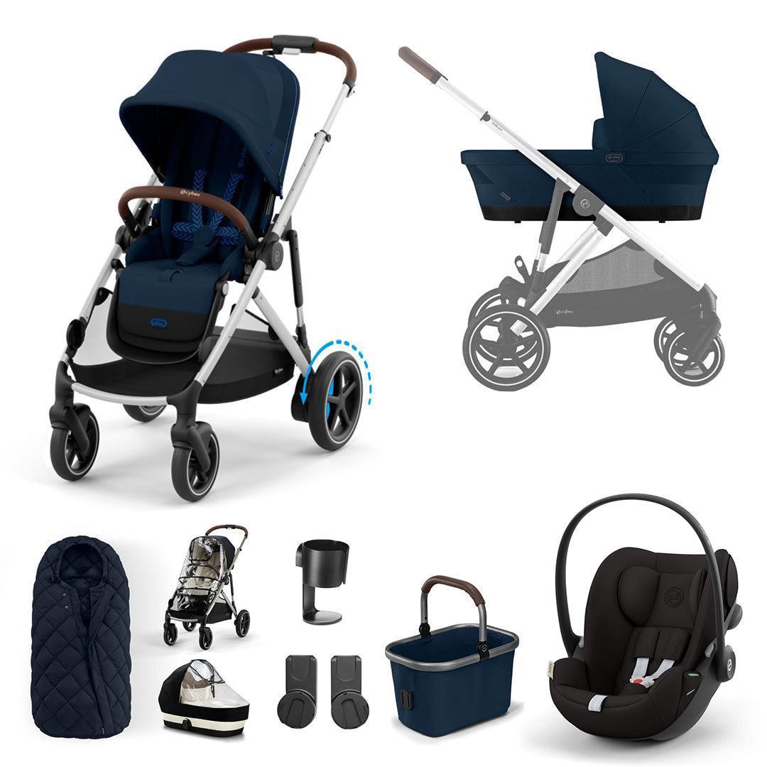 CYBEX e-Gazelle S + Cloud G Travel System-Travel Systems-Ocean Blue-No Base | Natural Baby Shower