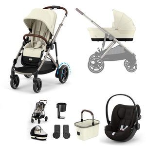 CYBEX e-Gazelle S + Cloud G Travel System-Travel Systems-Almond Beige-No Base | Natural Baby Shower