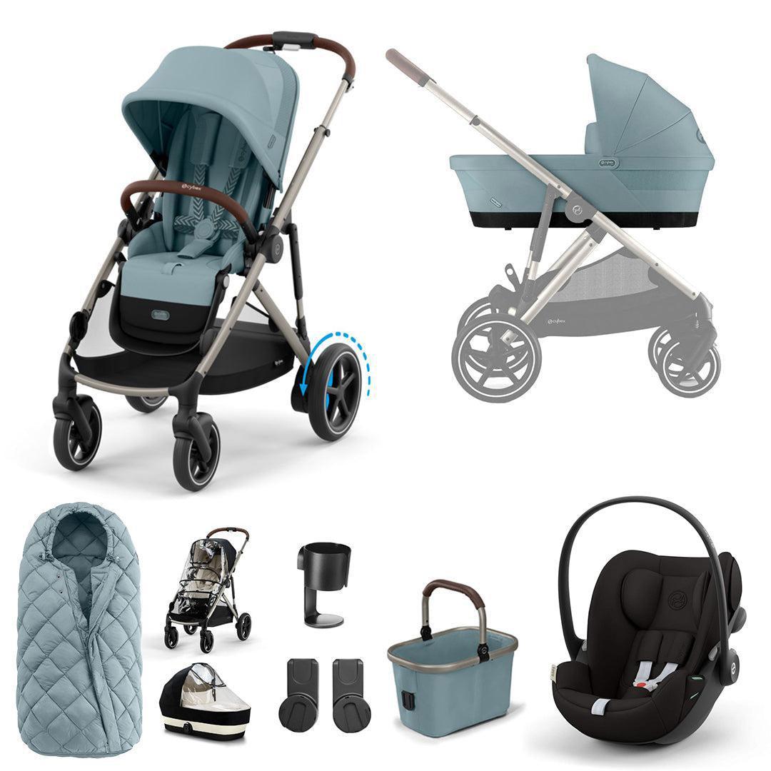 CYBEX e-Gazelle S + Cloud G Travel System-Travel Systems-Almond Beige-No Base | Natural Baby Shower